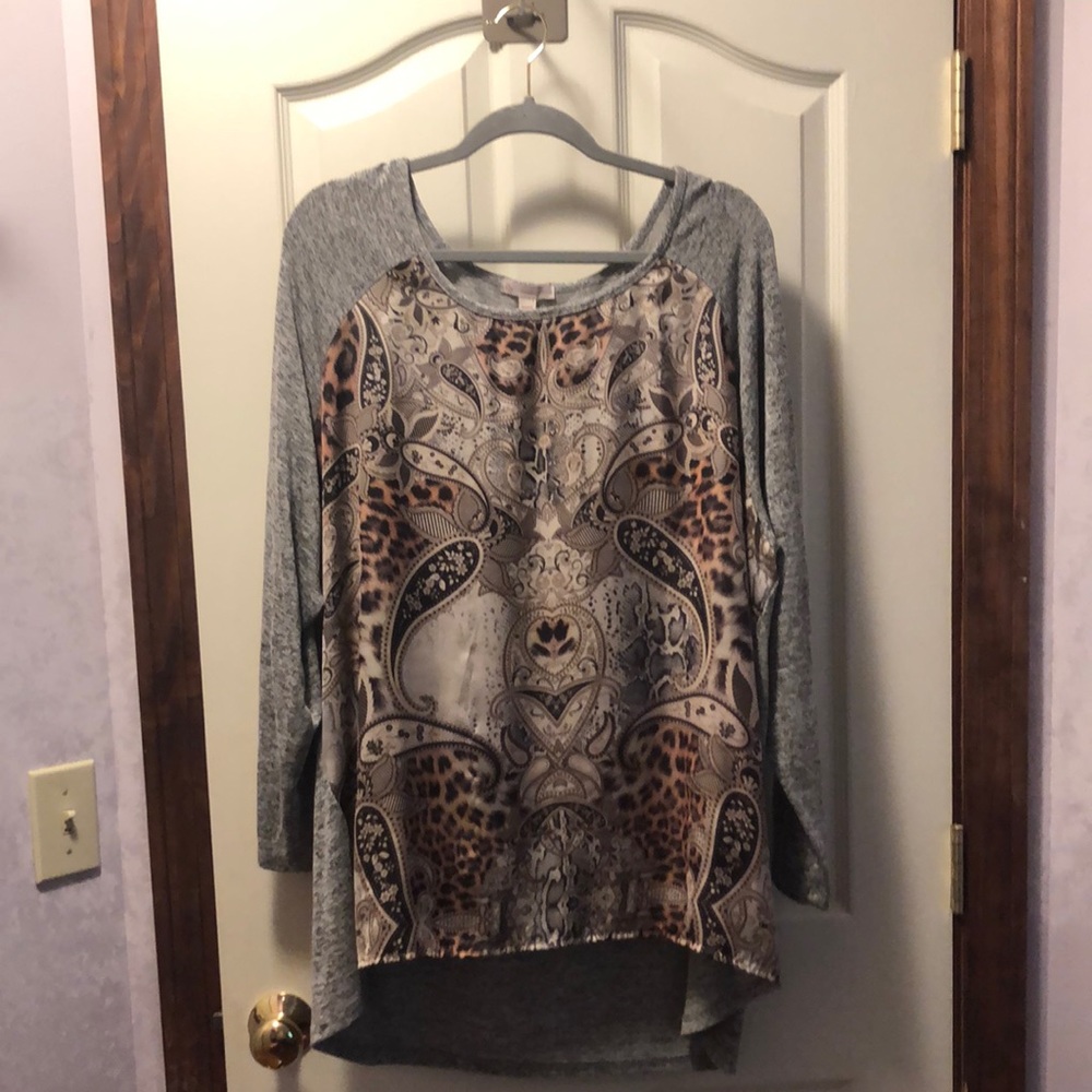 Dress Barn mixed media top 3X